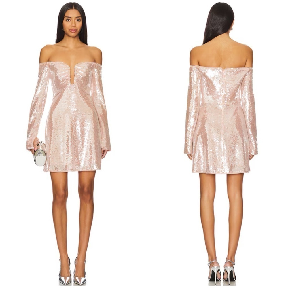 Self Portrait Sequin Off Shoulder Mini Dress NWT